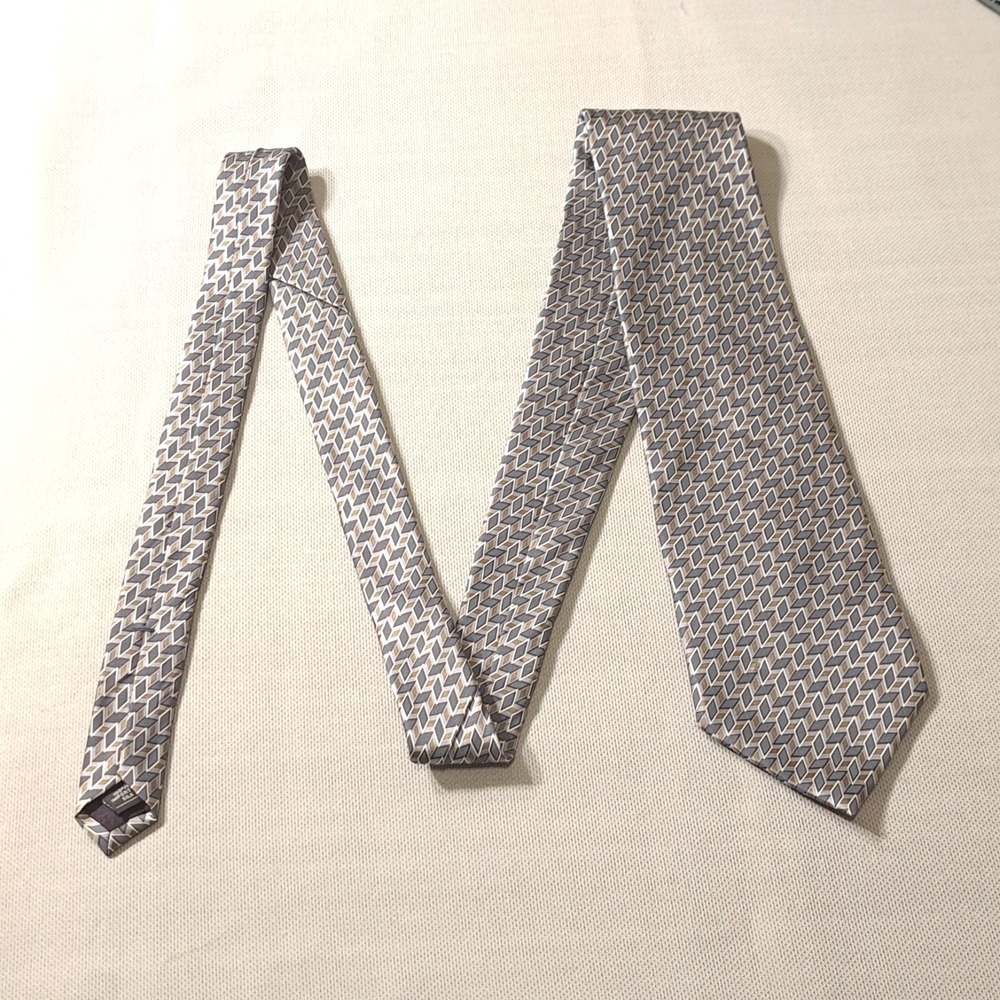 Vintage Zylos George‎ Machado Men's Classic Tie Gray 100% Silk Made In U.S.A